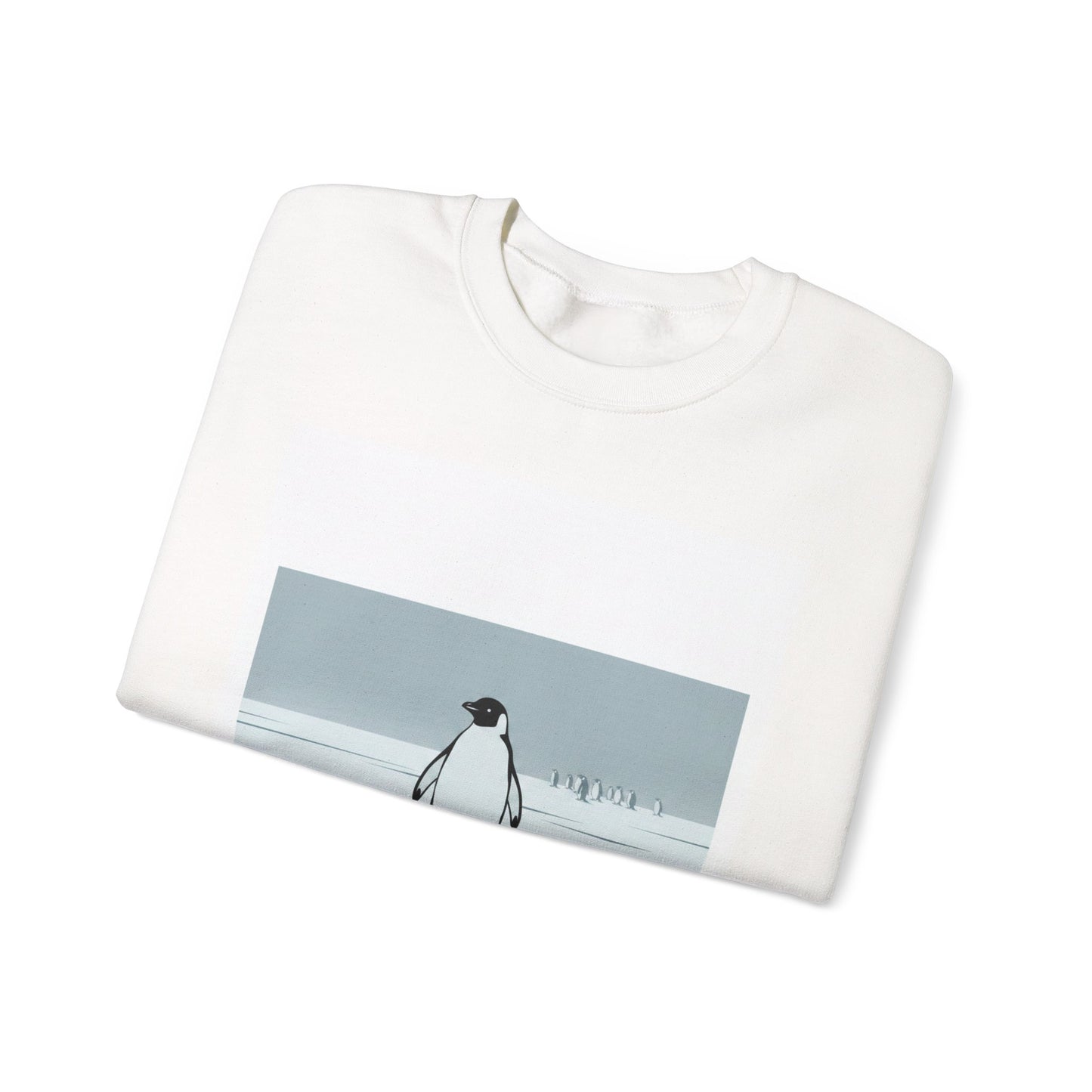Penguin Illustration Crewneck Sweatshirt — Cute Minimal Winter Graphic