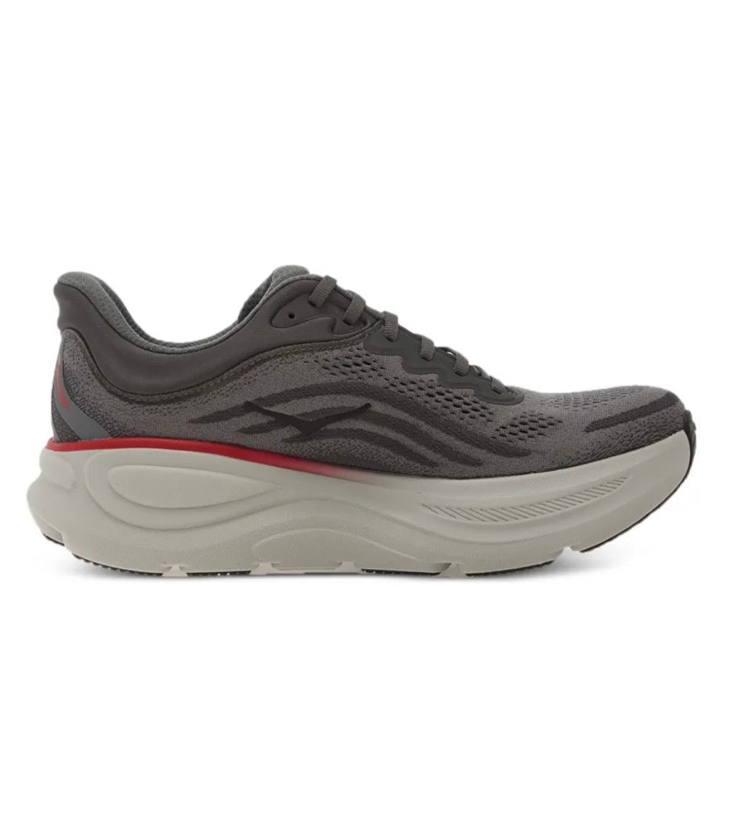 Hoka Bondi 9 Dark Grey Red - high-performance athletic footwear in Red with advanced cushioning