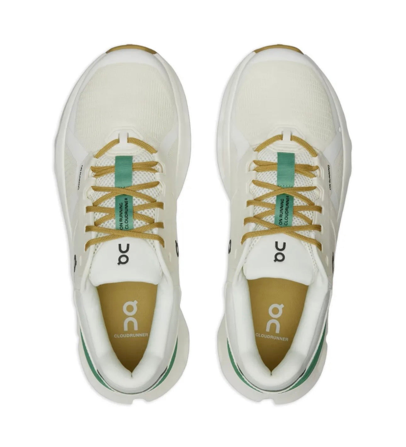 On Cloudrunner 2 white Green gold - high-performance athletic footwear in White with advanced cushioning