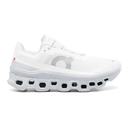 On Cloudmonster white grey - high-performance athletic footwear in White with advanced cushioning